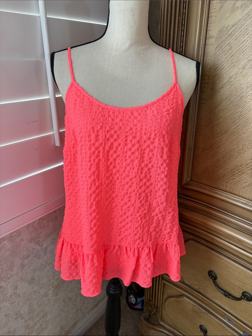 Lilly Pulitzer Neon Coral Ruffle-Hem Camisole